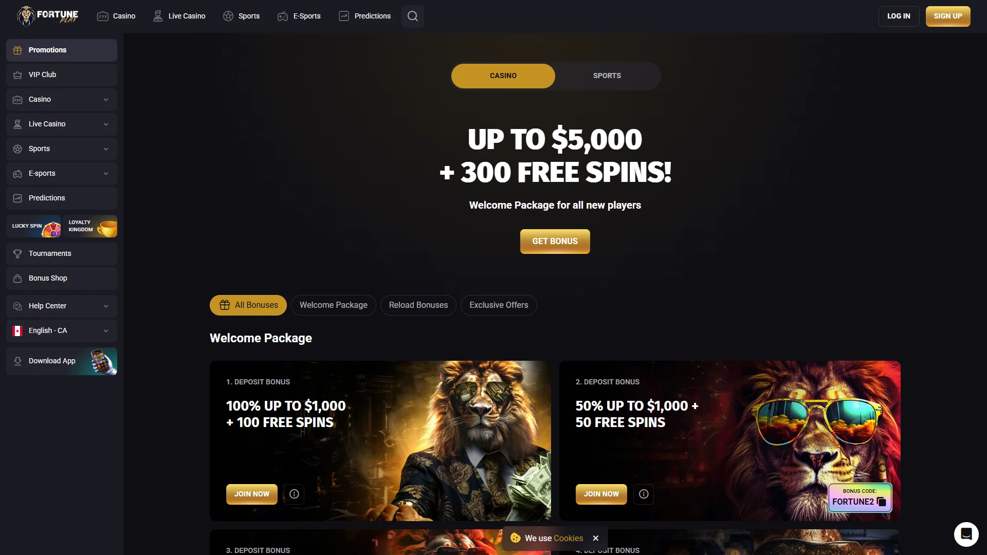 Fortune Play promotions page